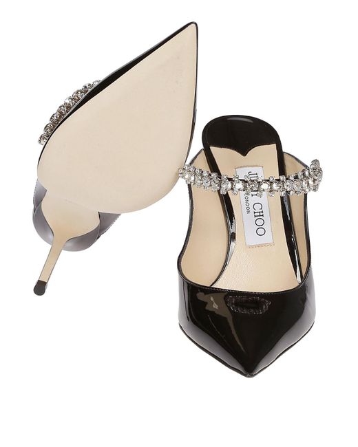 Jimmy Choo Black Bing 100 Jewelled Patent Mules
