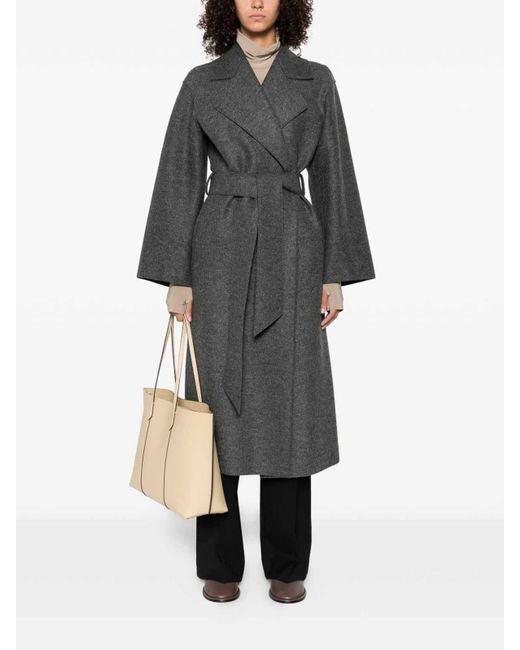 Harris Wharf London Gray Virgin Wool Coat With Belt