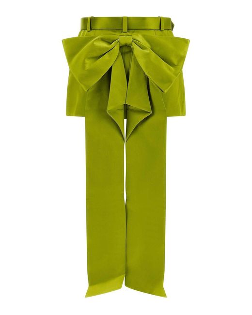 Self-Portrait Green Maxi Bow Skirt