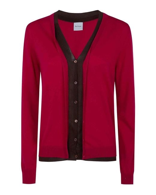 Paul Smith Red V Neck Cardigan