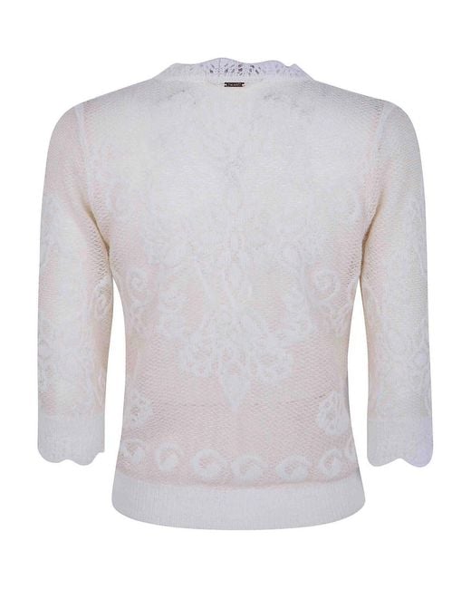 Twinset White Laced Top Sweater