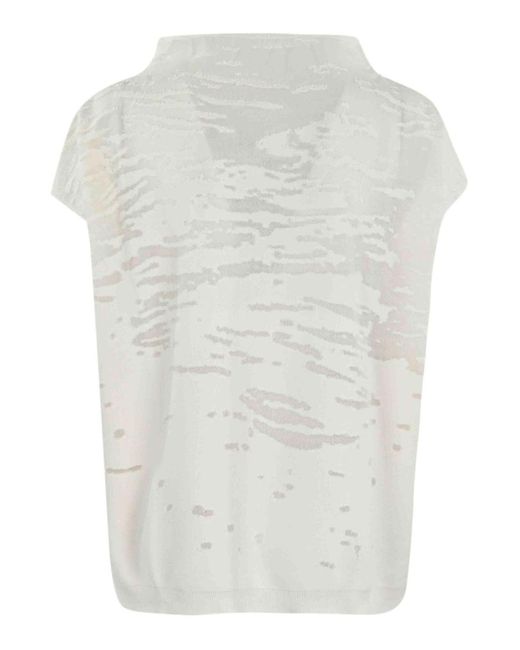 Liviana Conti White Semi-transparent Devore Shirt
