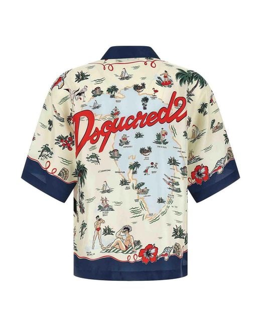 DSquared² Blue Printed Shirt for men