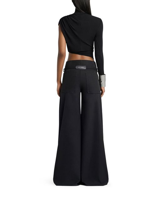 Courreges Black Asymmetric Cropped Jersey Top