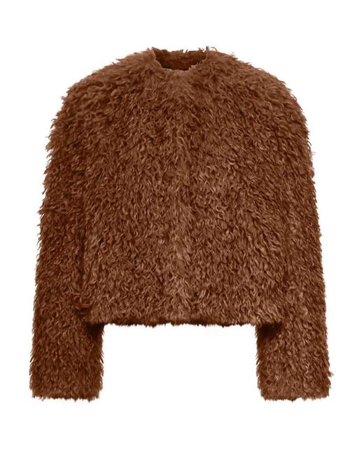 Tagliatore Brown Faux-Fur Long-Sleeve Jacket