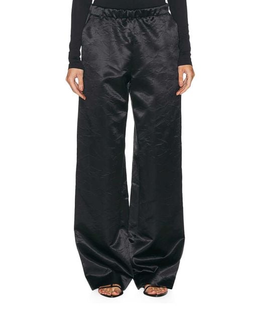 Givenchy Black Viscose Trousers With Wrinkled Effect
