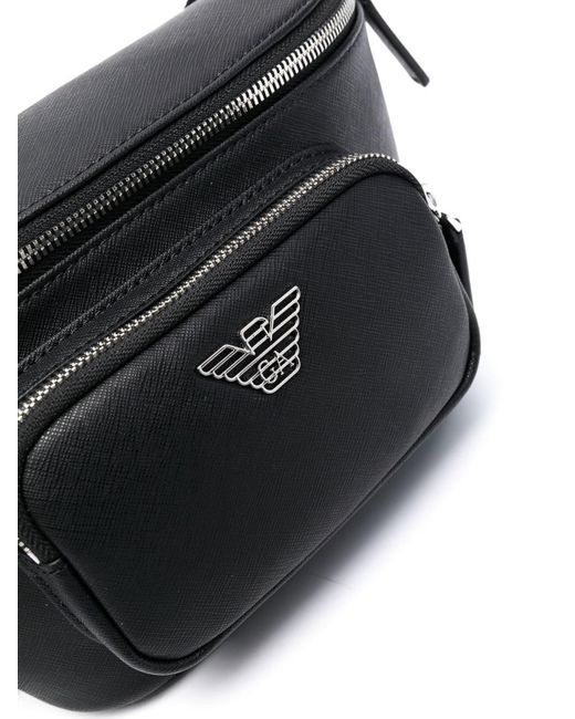 Emporio Armani Black Leather Logo-plaque Bag for men