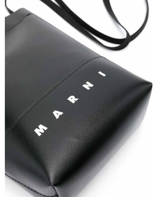 Marni Black Logo Print Shoulder Bag for men