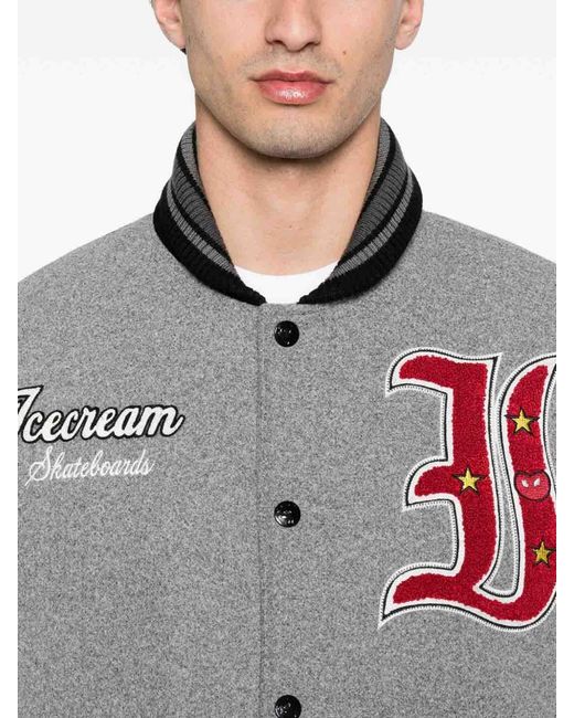 ICECREAM Gray Cotton Bomber Jacket for men