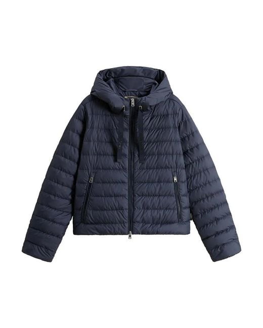 Woolrich Blue Down Hooded Puffer Jacket