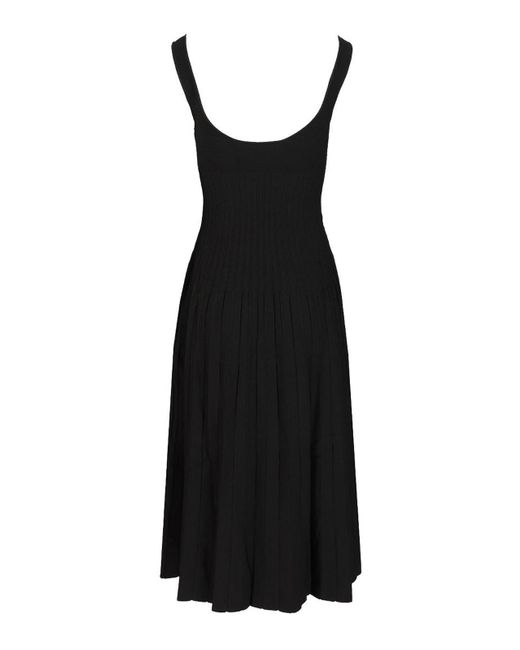 Staud Black Fitted Midi Dress