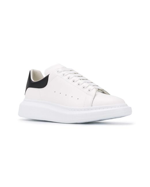 McQueen White Calfskin Leather Sneakers With Contrast Heel for men