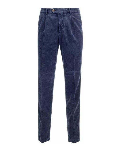 Brunello Cucinelli Blue Corduroy Trousers for men