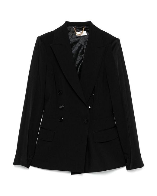 Elisabetta Franchi Black Double-Breasted Jacket