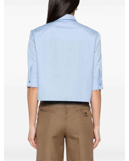 Marni Blue Cropped Cotton Shirt