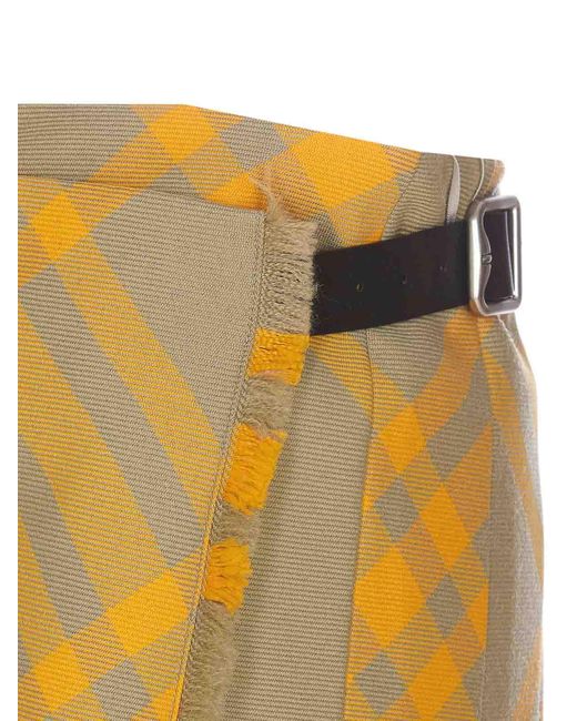 Burberry Yellow Check Kilt Skirt