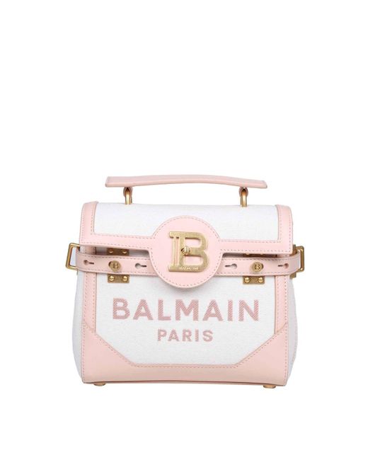 Balmain Pink B-buzz 23 Bag In Canvas And Leather