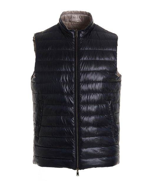 Herno Black Reversible Blue And Beige Quilted Ny for men