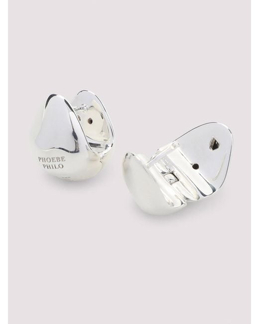 Phoebe Philo White Pebble Studded Earrings
