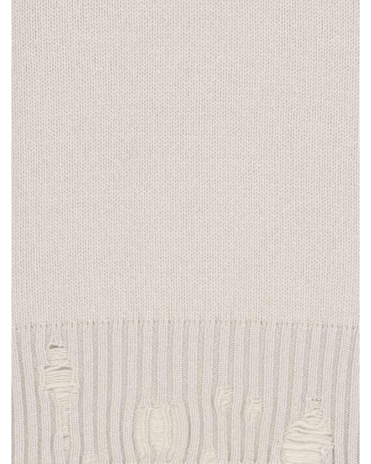 Canessa Natural Distressed Cashmere V-Neck Sweater