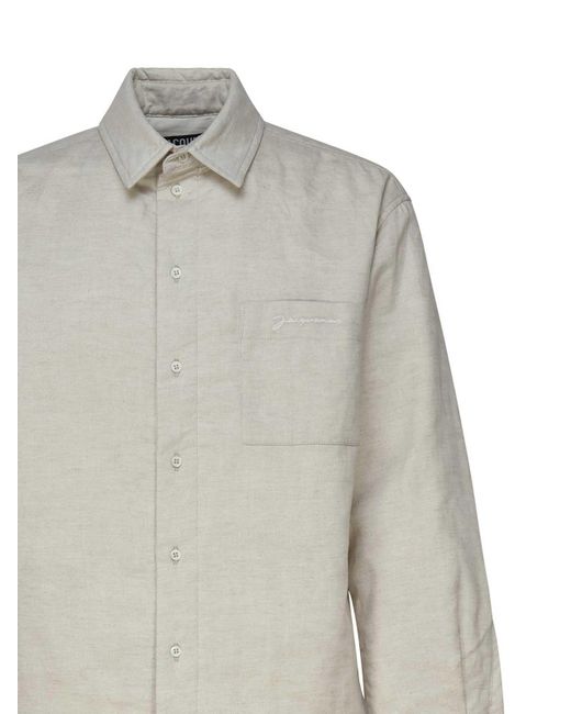 Jacquemus Gray White Cotton Shirt for men