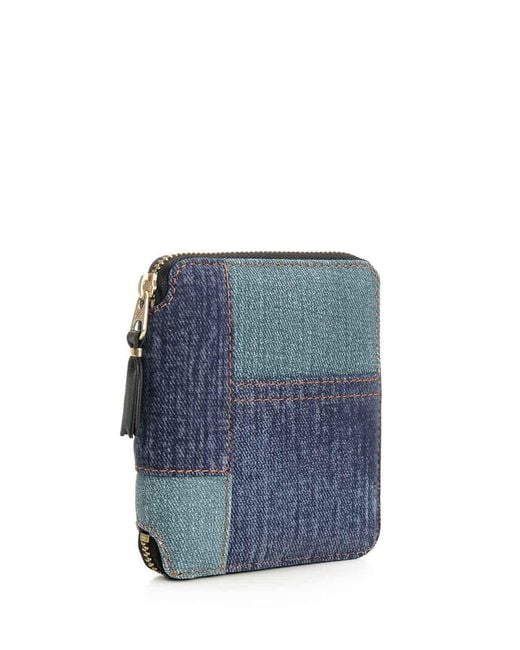 Comme des Garçons Blue Zip-Around Patchwork Wallet