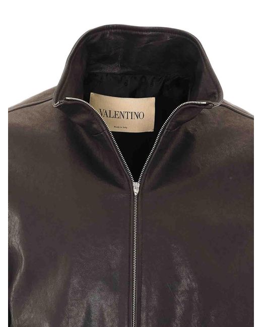 Valentino Garavani Gray Leather Jacket for men