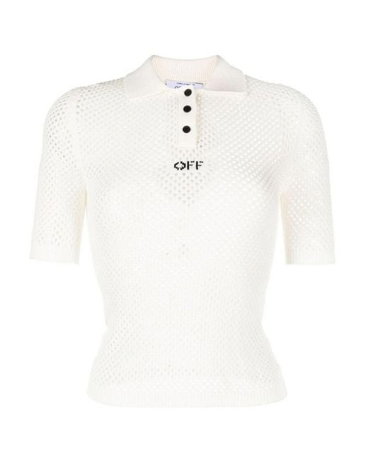 Off-White c/o Virgil Abloh White Logo-intarsia Knit Top
