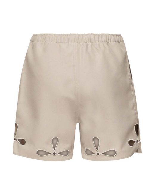 Coperni Natural Petal-Embroidered Cut-Out Shorts