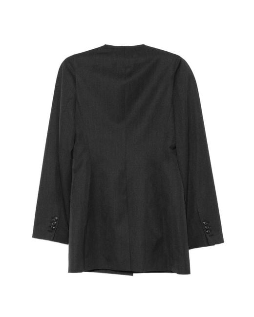 Maison Margiela Black Anthracite Virgin Wool Jacket With Button