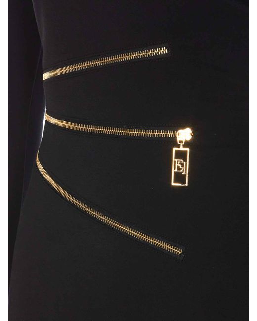 Elisabetta Franchi Black Crepe Mini Dress With Zip