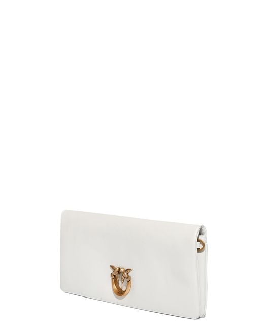 Pinko White Love Click Soft Horizontal Medium Clutch
