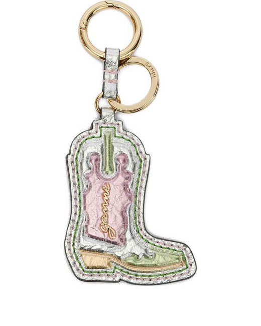 Ganni White Western Boot Keyring