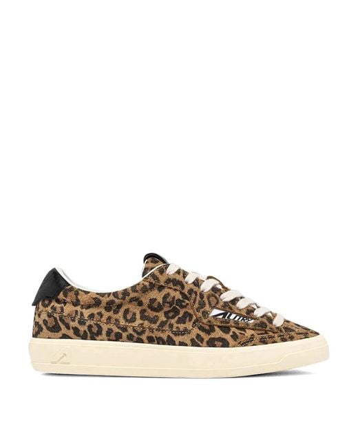 Autry Brown Windscape Low Leoprint Sneakers