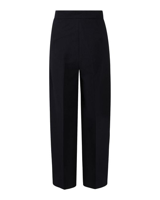 Max Mara Black Wool Seersucker Trousers