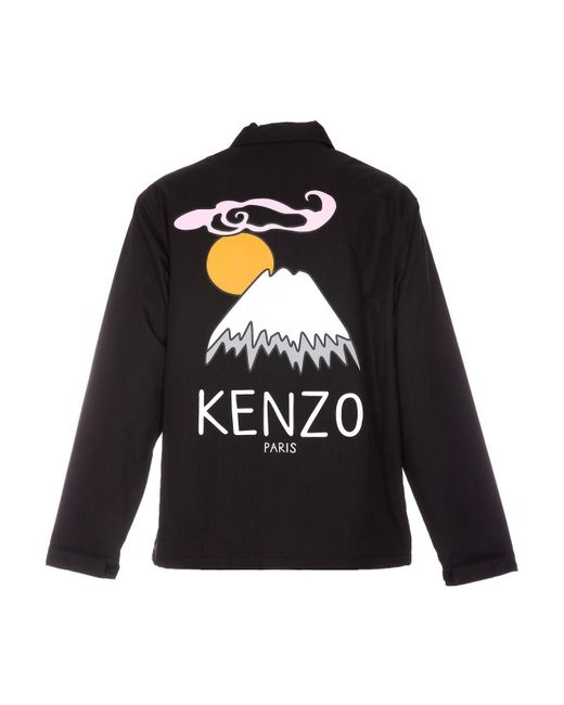 KENZO Black Front Logo Printed Jacket for men