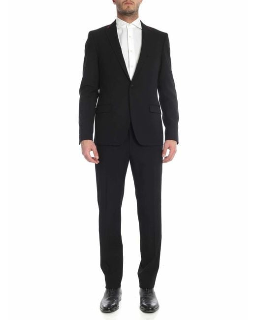 Karl Lagerfeld Black Single-Breasted Suit With Single Button for men
