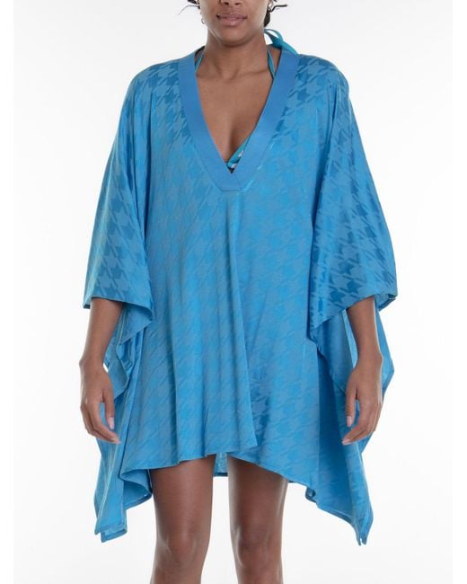 Balmain Blue Cover-up With Monogram And V-neck