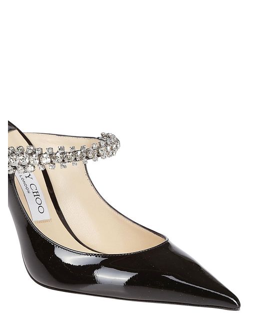 Jimmy Choo Black Bing 100 Jewelled Patent Mules