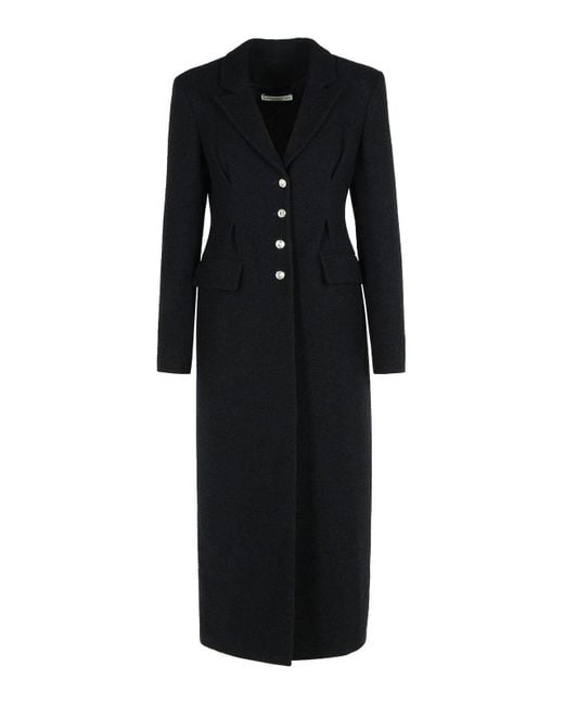 Alessandra Rich Black Virgin Wool Blend Coat