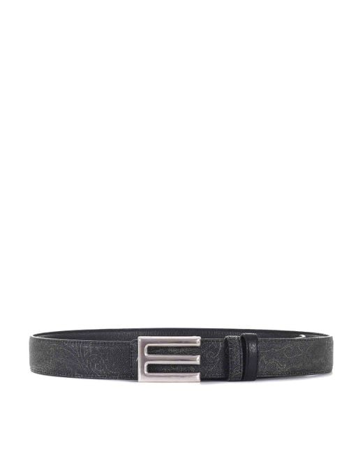 Etro White Leather Belt for men
