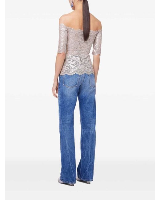 Rabanne Pink Lace Top With Lurex Detailing
