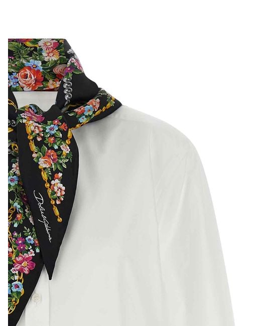 Camicia Con Sciarpa di Dolce & Gabbana in White