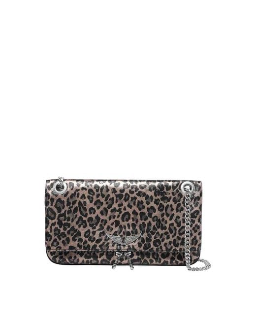 Zadig & Voltaire Gray Rock Metal Leopard Crossbody Bag