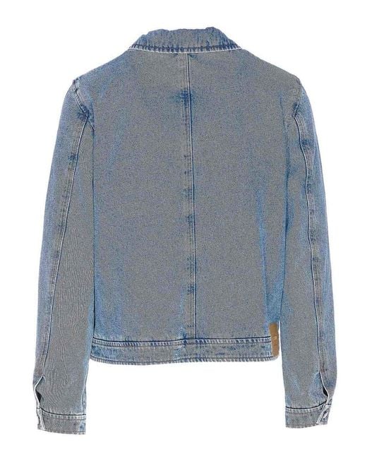 AMI Blue Denim Jacket Zip Closure for men