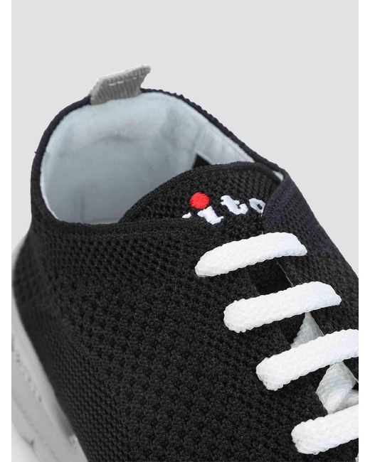 Kiton Black Lightweight Knit Sneakers for men