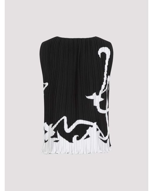 Lanvin Black Sleeveless Pleated Top