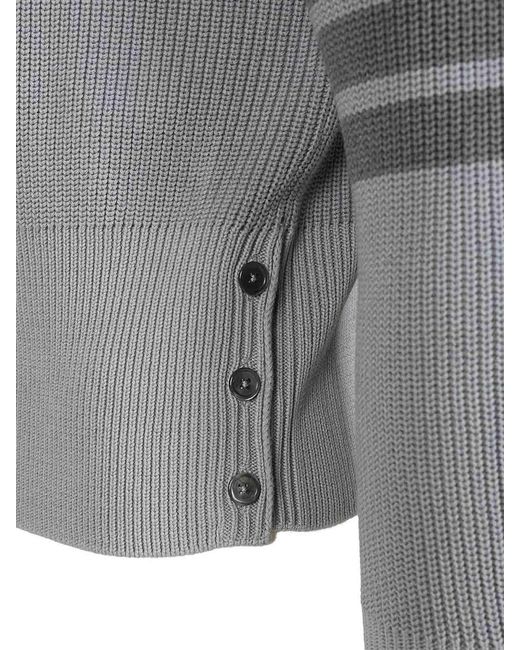 Thom Browne Gray Cotton Sweater for men