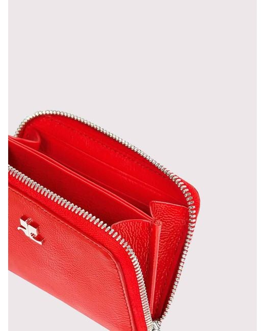 Courreges Red Compact Zip-Up Wallet