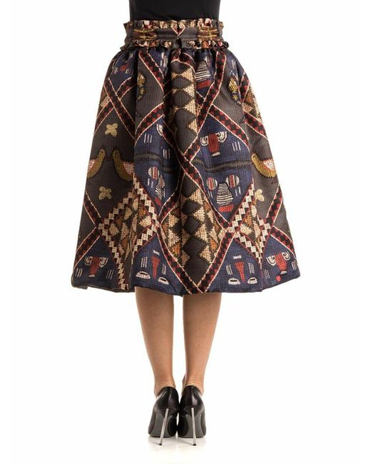Stella Jean Brown Pleated Skirt